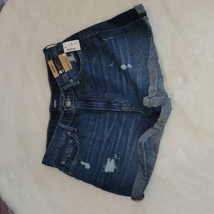 NWT Aeropastle High Rise Curvy 100% Cotton  Blue Jean Denim Mom Short Shorts